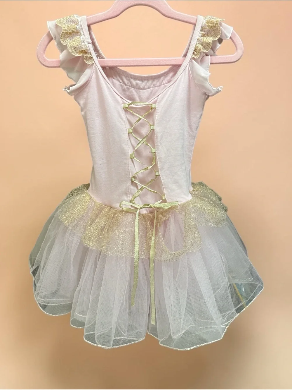 BAOHULU Girls Ballet Tutu Leotard Dress Pink Gold Size M
